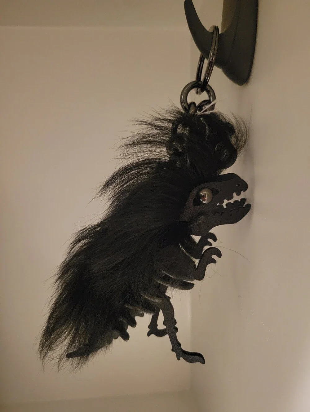 Rare Coach Long Mohawk Rexy Bag Charm Black NWT 21772